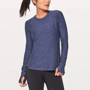 Lululemon Runderful Long Sleeve Crewneck Top Heathered Stony Grape Black Size 10